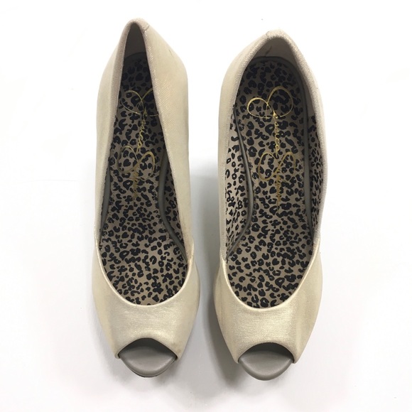 Jessica Simpson | Gold Black Color Block Wedges - Picture 5 of 7